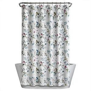 The Big One Floral Shower Curtain - White with Red and Blue Accents